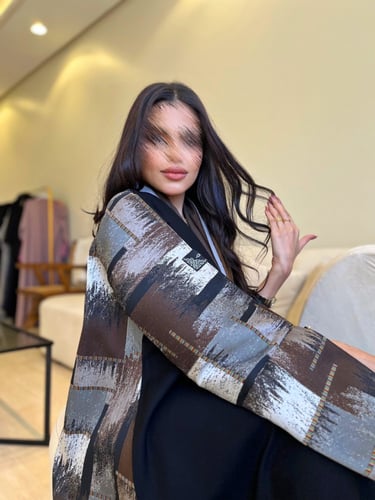 تفته جاكار هندي بمزيج الألوان البني و الرمادي و ال...