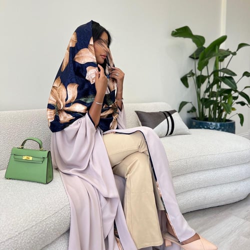 بشت بيج - طرحة شيفون مشجر