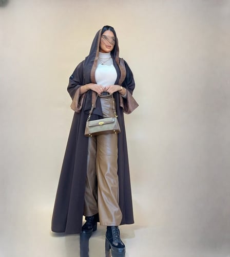 عباية بليزر بني كريب و شاموا - طرحة شيفون بطرف شام...