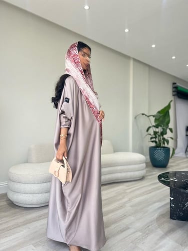 حرير صيني لحمي بطرحة اوبل هندي - فراشة