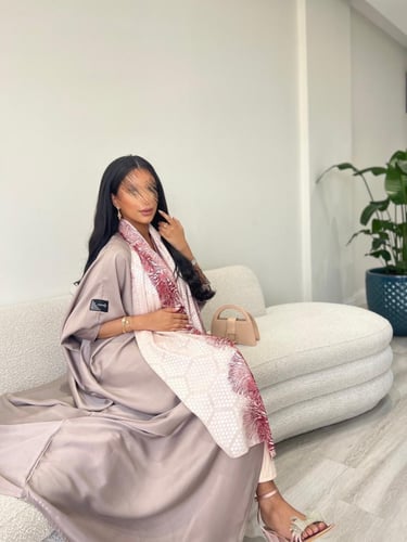 حرير صيني لحمي بطرحة اوبل هندي - فراشة