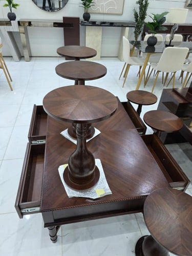 طاولات 7 قطع قشر الجوز