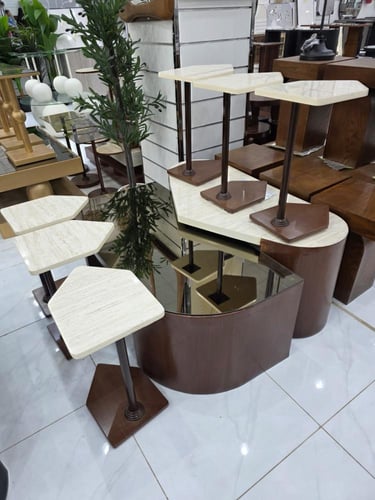 طاولات 8قطع خدمات كنب NEW اسود + بني +شمباني