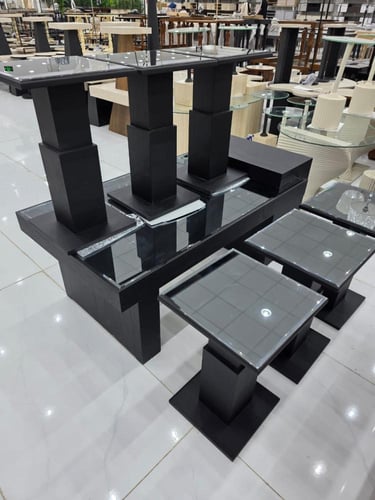 طاولات 7 قطع مراية NEW لون اسود مطفي