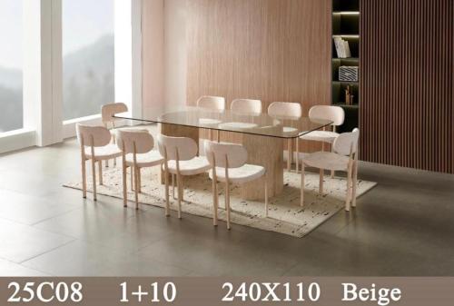طاولة طعام 10 كراسي قزاز ترافرتينو