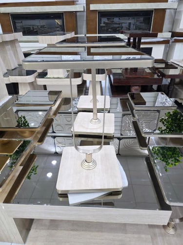 طاولات 7 قطع مراية NEW لون شمباني