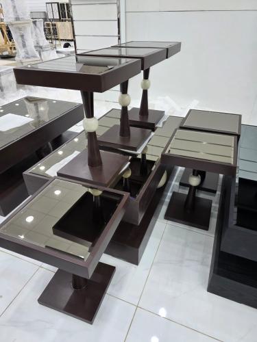 طاولات 7 قطع مراية عسلي NEW