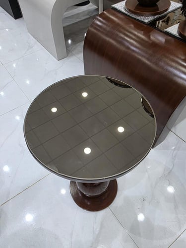 طاولات 7 قطع مراية مقوص NEW بني معتق