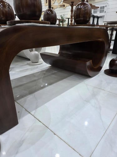 طاولات 7 قطع مراية مقوص NEW بني معتق