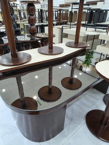 طاولات 8 قطع بديل الحجر NEW بني معتق