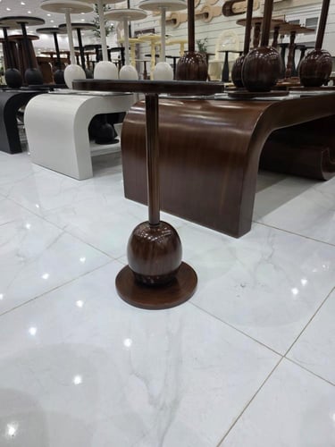 طاولات 7 قطع مراية مقوص NEW بني معتق