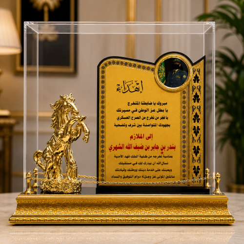 درع تكريمي فاخر بتصميم ذهبي – هدية تقديرية مثالية