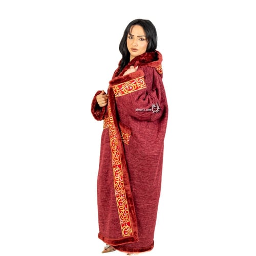 فروة نسائي بأحرف عربية - تصميم فاخر مع جيوب وقبوع