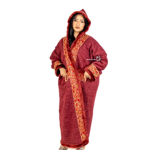 فروة نسائي بأحرف عربية - تصميم فاخر مع جيوب وقبوع