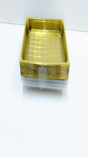 صحن سوشي ذهبي مستطيل + غطاء 16 حبة 7024