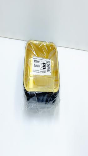 قالب المنيوم مستطيل اسود / ذهبي + غطاء شفاف 580 مل...