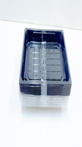 صحن سوشي اسود مستطيل + غطاء 10 حبة 7023