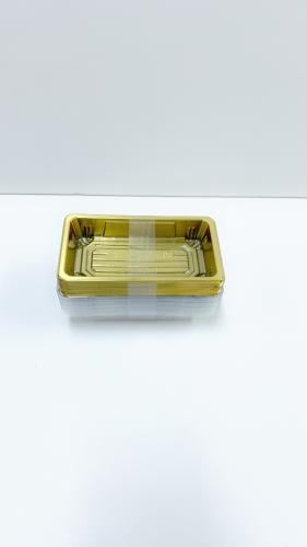 صحن سوشي ذهبي مستطيل + غطاء 10 حبة 7021