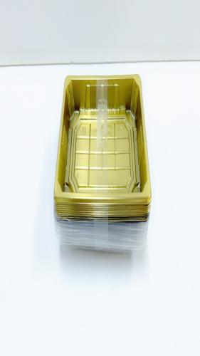 صحن سوشي ذهبي مستطيل + غطاء 10 حبة 7030