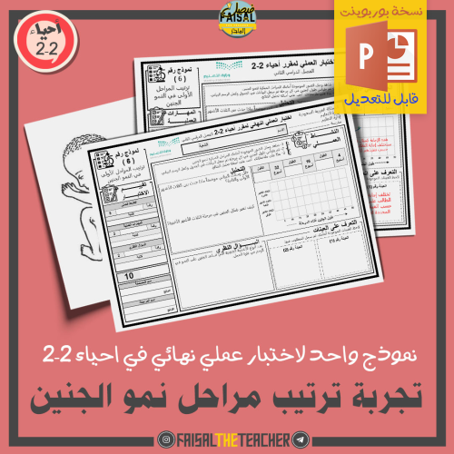 نموذج اختبار عملي في تجربة ترتيب مراحل نمو الجنين...