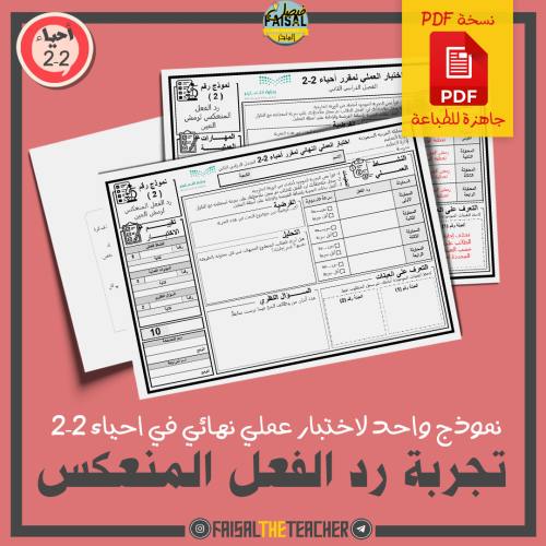 نموذج اختبار عملي في تجربة رد الفعل المنعكس (PDF)