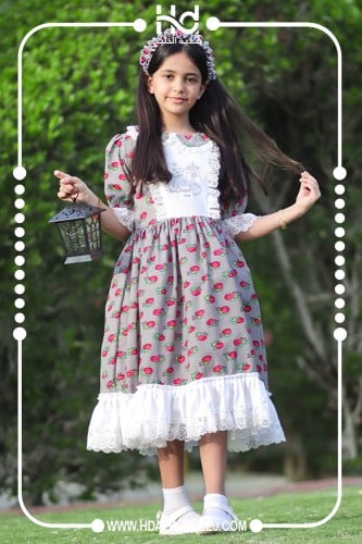 فستان شالكي رمادي/دانتيل