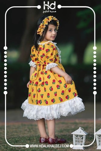 فستان شالكي اصفر/دانتيل