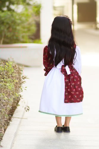 فستان شالكي عنابي/ابيض/سدو