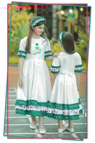 فستان بطبقات الشالكي الاخضر مع ( تفته)