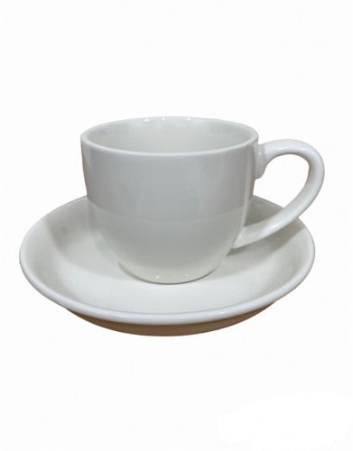 كوب بورسلان ابيض مع صحن