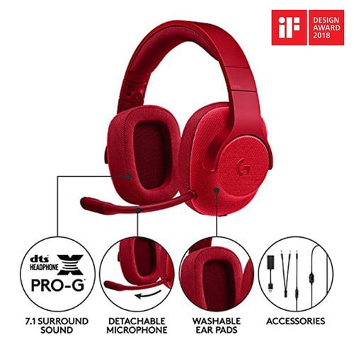 سماعة لوجيتيك G433 احمر السلكية