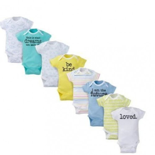 8 شبك ملون نص كم تناسب الجنسين Words ماركة Onesies