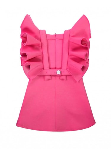 فستان فوشي بكرانيش كبيره بتصميم عصري