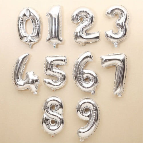 بالون هيليوم ارقام فضي