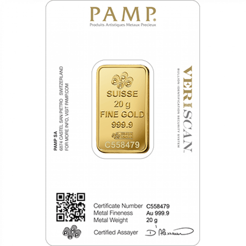 سبيكة ذهب فورتونا بامب عيار 24 بوزن 20 غرام