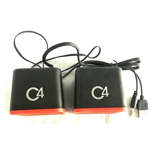 سي فور | سماعة سبيكر | للكمبيوتر واللابتوب | احمر/...