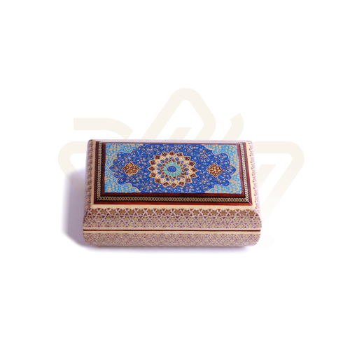 صندوق خشب رسم ازرق نقش يدوي قُبَّة مقاس14سم *10 سم...