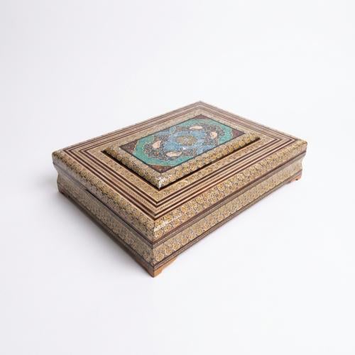 صندوق خشب نقش أصفهان يدوي ملون 30 سم * 40سم