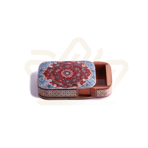 صندوق خشب نقش أصفهان يدوي ملون 11.5 سم * 8 سم