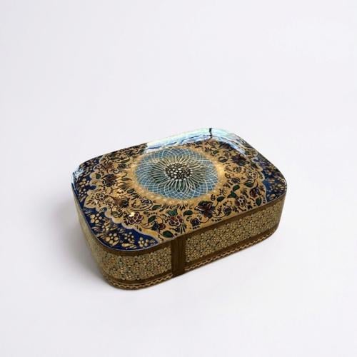 صندوق خشب نقش أصفهان يدوي ملون 11.5 سم * 8 سم