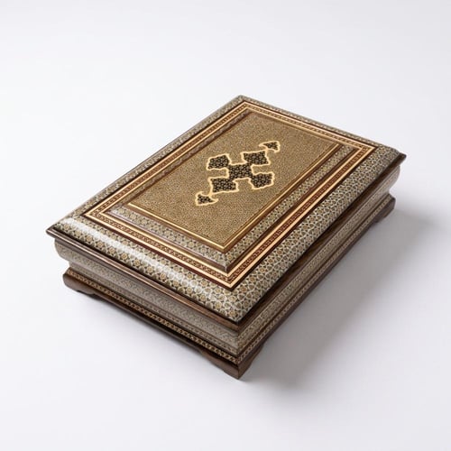 صندوق خشب نقش أصفهان يدوي ملون 22 سم *32 سم