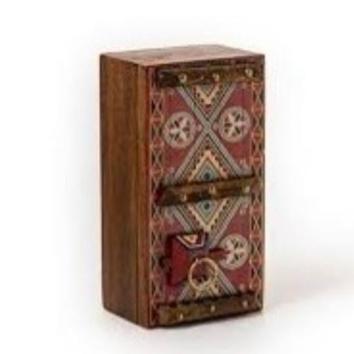 صندوق نجدي خشبي مستطيل صغير احمر مقاس 18.5 سم * 8....