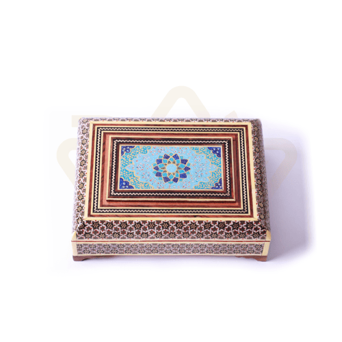 صندوق خشب نقش يدوي قُبَّة مقاس 19سم *14سم