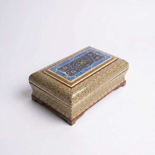 صندوق خشب نقش أصفهان يدوي ملون 14 سم 22سم