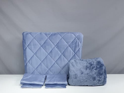 مفرش مضغوط ديمة مخمل فرو لون أزرق شتوي مزدوج