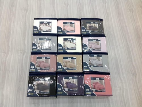 شرشف مطاط مع 2 غطاء وسادة مايكروفايبر ناعم مزدوج