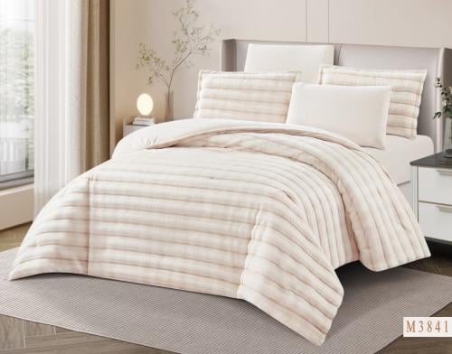 مفرش كتاليا فرو أرنب لون بيج شتوي مزدوج