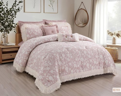 مفرش ميلانو دانتيل مشجر 8 قطع صيفي مزدوج