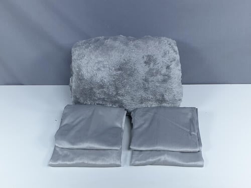 مفرش مضغوط ديمة مخمل فرو لون رمادي شتوي مزدوج