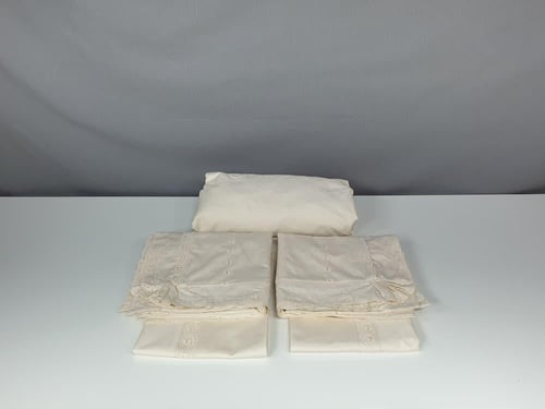 مفرش روعه بيج فاخر مطرز 8 قطع صيفي مزدوج